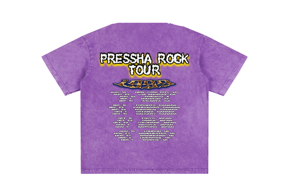 PRESSHA ROCK TOUR T-$HIRT - PRESSHA BY PRE$HA-streetwear -urban clothing- graphic tee-streetwear-hoodie-oversized-hoodie-heavyweight tee-rap tee-Y2K-streetwear-affordable streetwear brand-best streetwear hoodies under $100-streetwear drops 2025-Buy graphic tees online-USstreetwear-merch shop-urban streetwear-urban fashion-black owned streetwear-