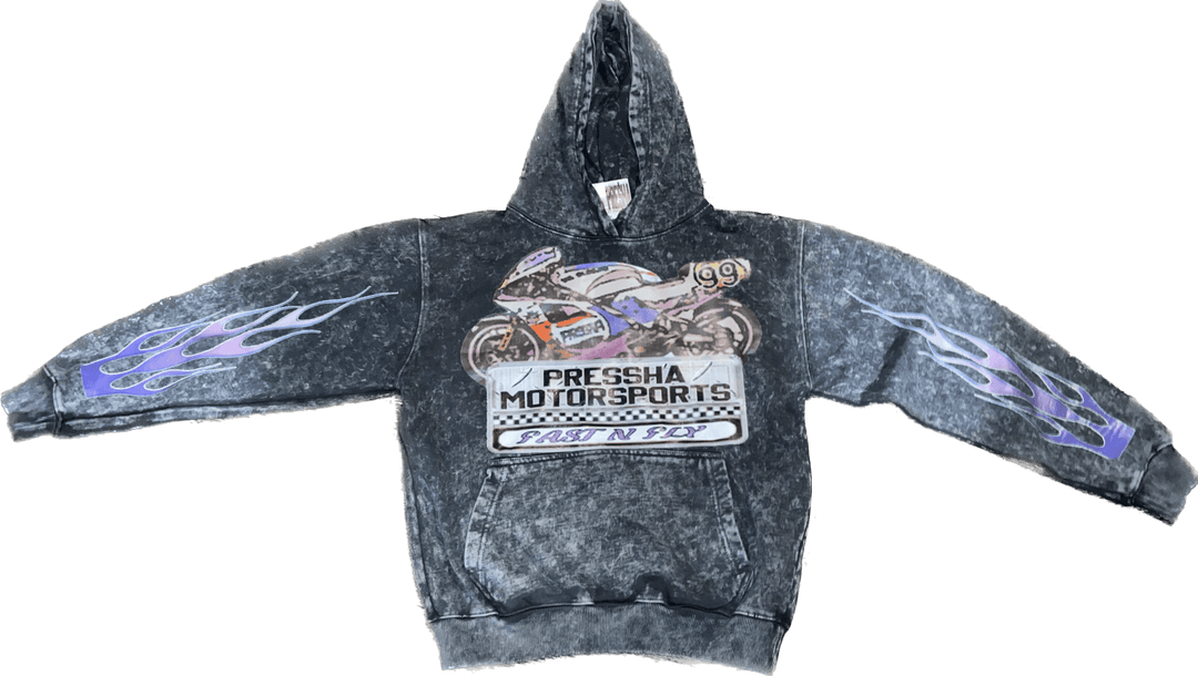 Acid Wash Motorsports Hoodie - The Code Clothing