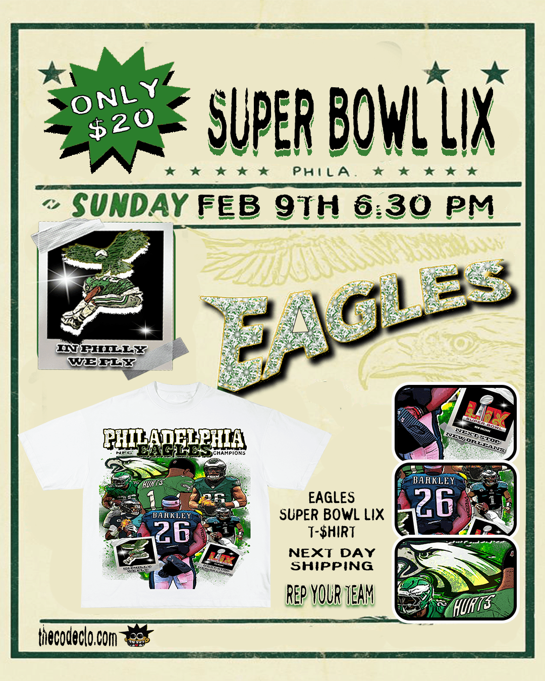 Philadelphia Eagles Super Bowl LIX T - $hirt - The Code Clothing